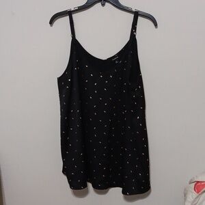 Black Sleeveless with Gold Accent Leaves 26"-27" Ptp Plus Size